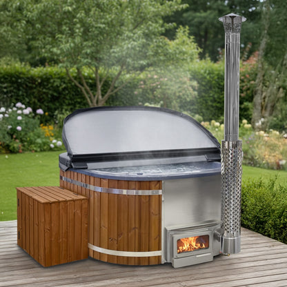Square Wood Fired Hot Tub with Jets | Horizon™ stove, sand filter & UV-C | 16 jets | 4–8 seater