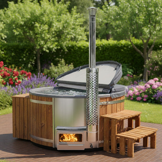 Wood Fired Hot Tub with Jets | Integrated Horizon™ stove sand filter & UV-C | 16 Hydro jets | 4–8 seater