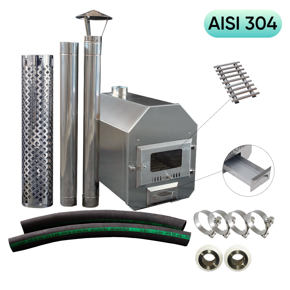 33 kW Full Kit UKO Octa M Wood Burning Hot Tub Stove | Stainless Steel AISI 304