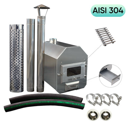 33 kW Full Kit UKO Octa M Wood Burning Hot Tub Stove | Stainless Steel AISI 304