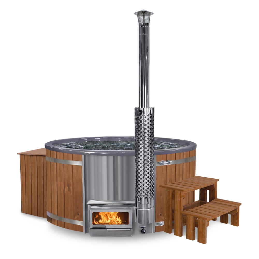 All Inclusive Wood Fired Hot Tub with Jets | Horizon™ stove, Premium sand filter system | 24 jets | 4–8 seater